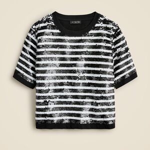 J Crew Sequin-embellished T-shirt in stripe